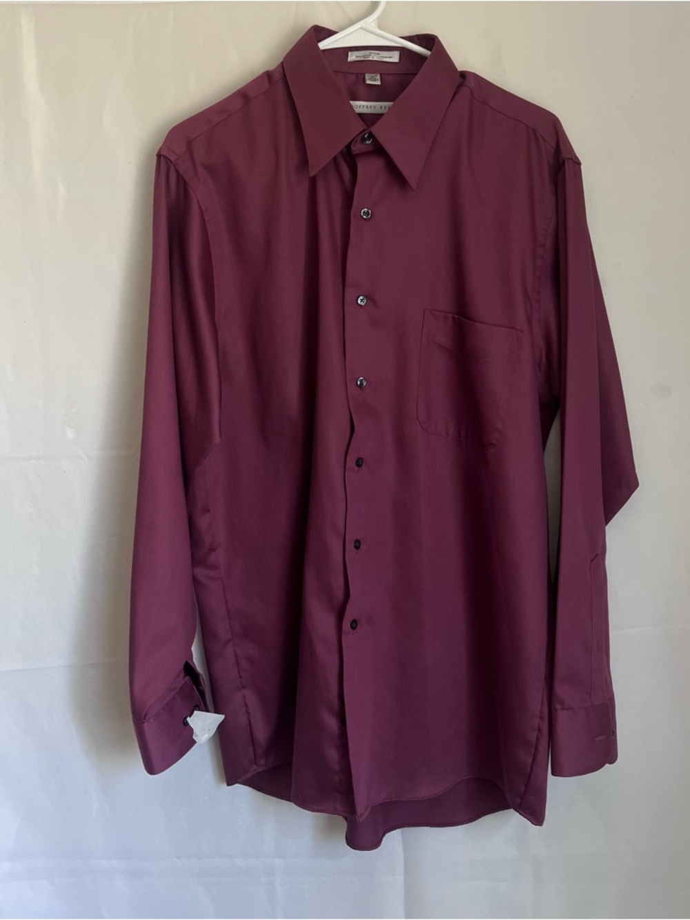 Men's Burgundy Long-Sleeve Dress Shirt Classic Fit Size 16 34/35 Geoffrey Beene - Picture 5 of 6